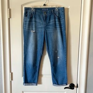 Elle straight leg cropped jeans with slight distressing size 12